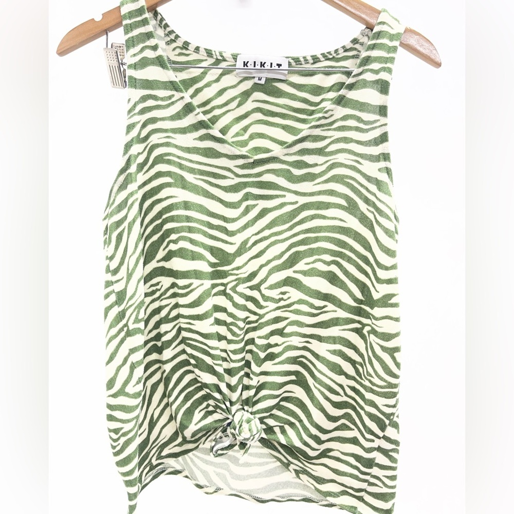 Kikit Green Zebra Pattern Tank Top